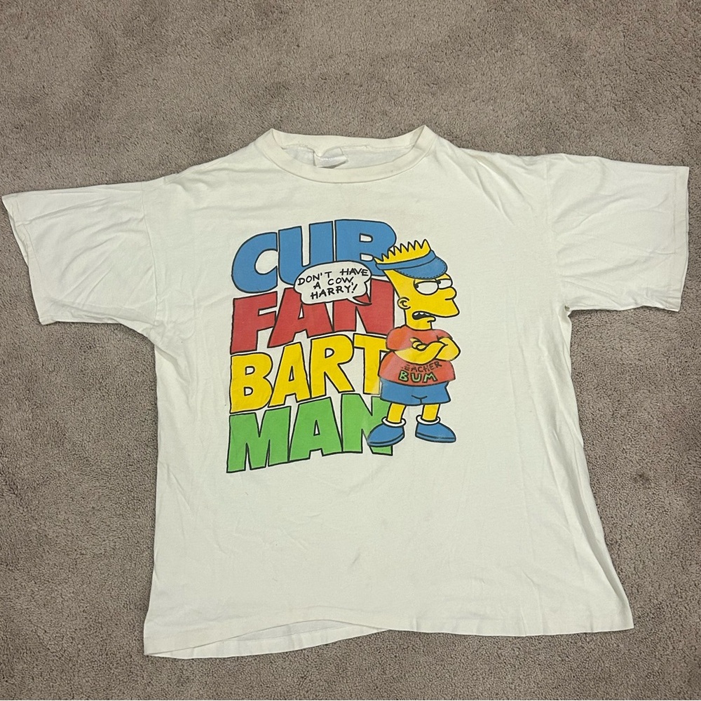 90s Vintage Bart Simpson Chicago Cubs Fan “Don’t have a cow, Harry!” T-shirt